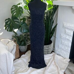 JUMP beaded navy evening gown size 5/6 NEVER WORN